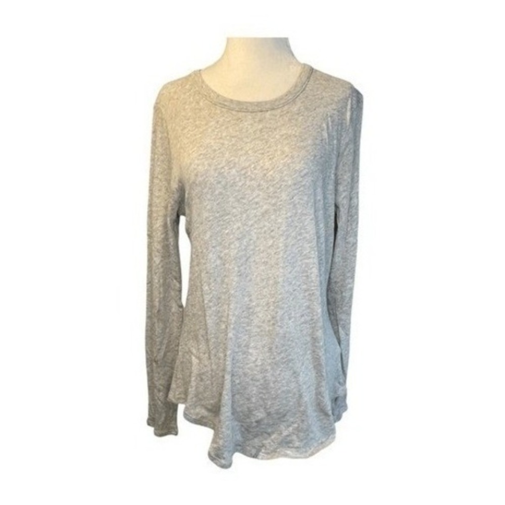 Chaser‎ Long Sleeve Crewneck Shirttail Tee Light Gray Cotton Knit Classic L